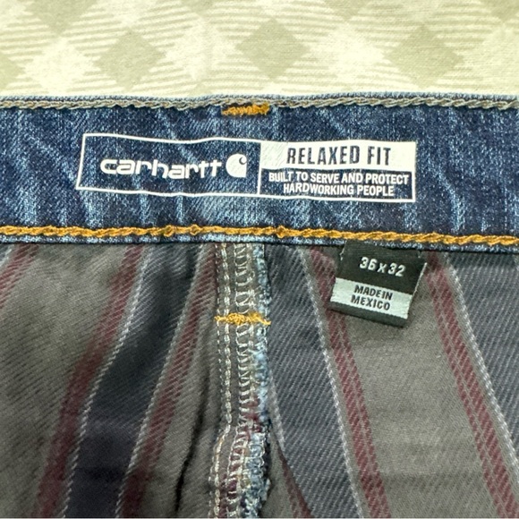 Carhartt Men’s RELAXED FIT FLANNEL LINED JEANS 36x32 BD4942-M WORKWEAR NWT New - Picture 7 of 9